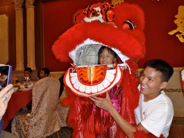 Posing for the camera at the Moon Festival